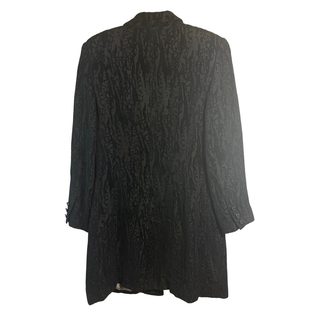 Vintage Y2k Tribal Black Textured Jacquard Blazer Coat Women Size 6 - Picture 4 of 6